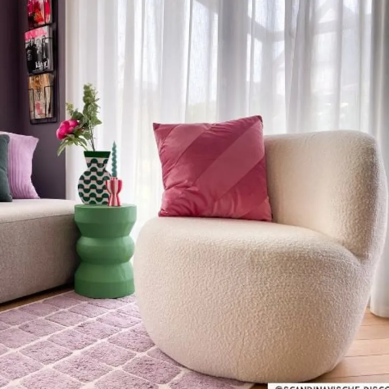 Xenos Fauteuils-Teddy fauteuil - wit - ø73.5x71.5 cm