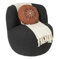 Xenos Fauteuils-Teddy fauteuil - zwart - ø73.5x71.5 cm