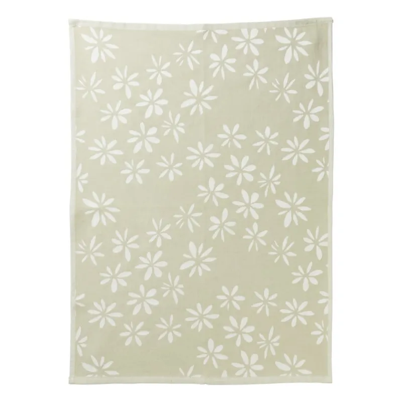 Xenos Thee- En Keukendoeken-Theedoek bloemen - groen/wit - 50x70 cm