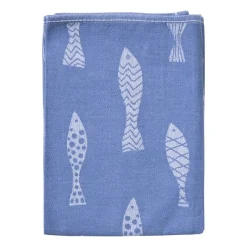 Xenos Thee- En Keukendoeken-Theedoek vissen - blauw/wit - 50x70 cm