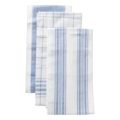 Xenos Thee- En Keukendoeken-Theedoeken set van 3 - blauw /wit - 45x65 cm