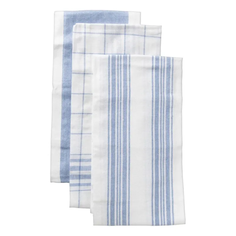 Xenos Thee- En Keukendoeken-Theedoeken set van 3 - blauw /wit - 45x65 cm