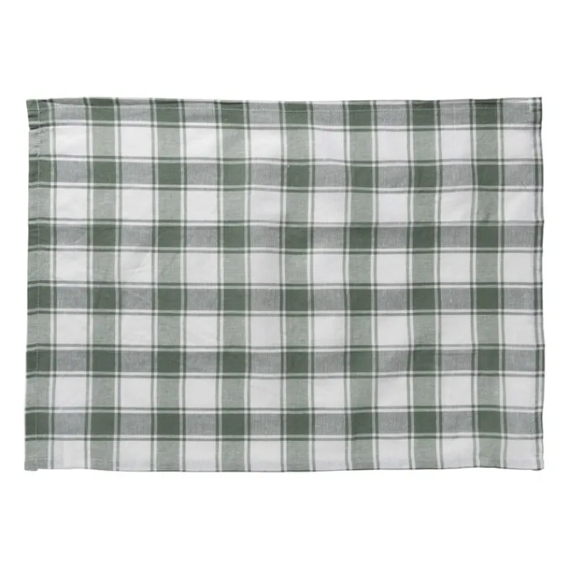 Xenos Thee- En Keukendoeken-Theedoeken set van 3 - groen/wit - 45x65 cm