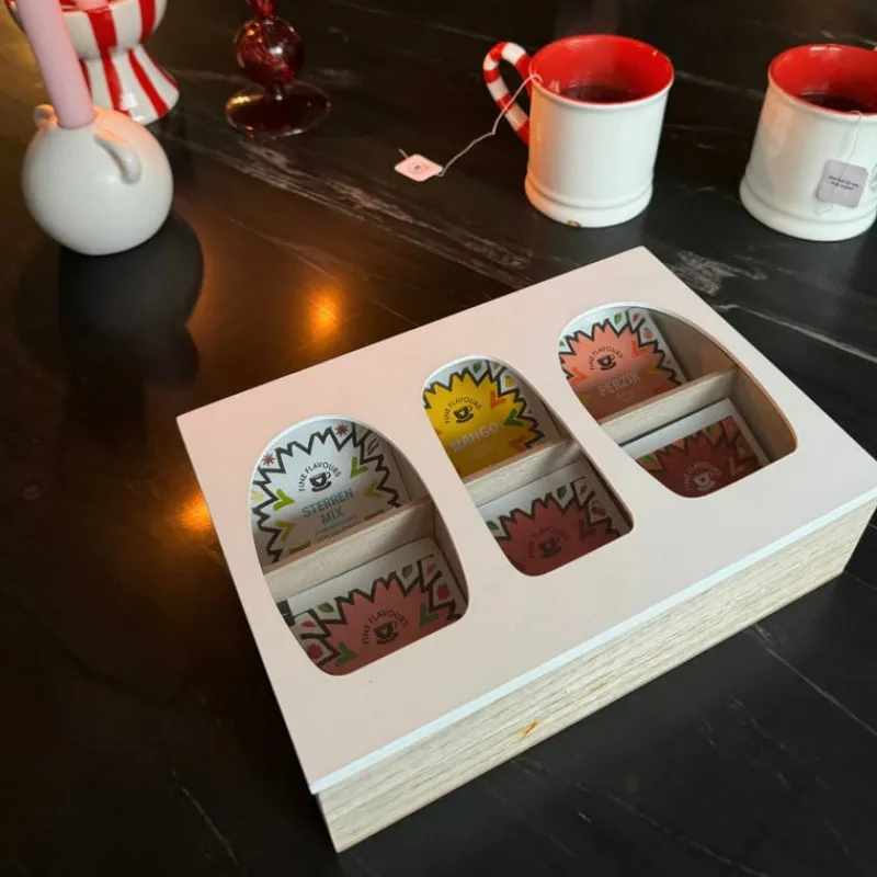 Xenos Theedozen-Theedoos organisch - 6 vakken - 26x16x7 cm