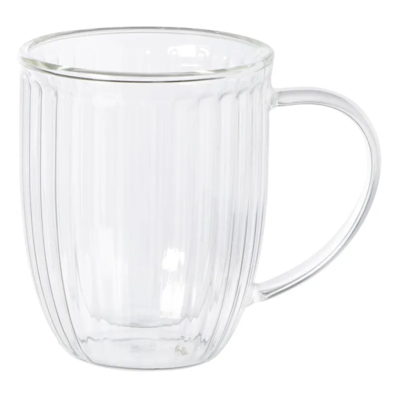 Xenos Theeglazen|Theeglazen-Theeglas dubbelwandig ribbel - 250 ml - glas