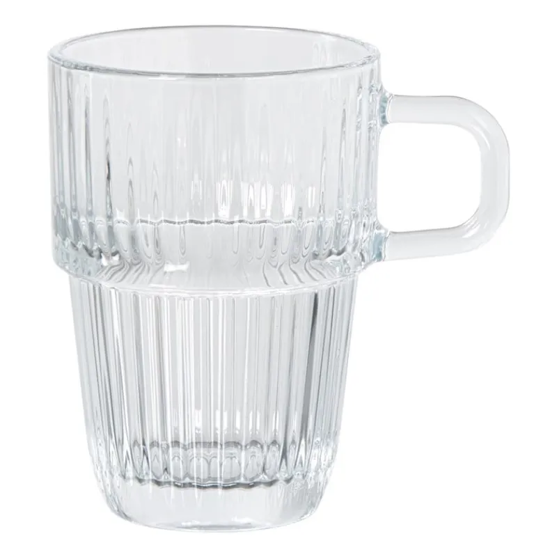 Xenos Theeglazen|Theeglazen-Theeglas ribbel met oor hoog - 315 ml