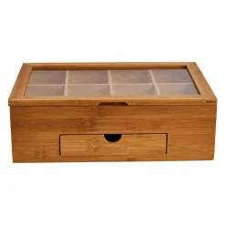 Xenos Theedozen-Theekist bamboe met 8 vakken - 30x20x10 cm