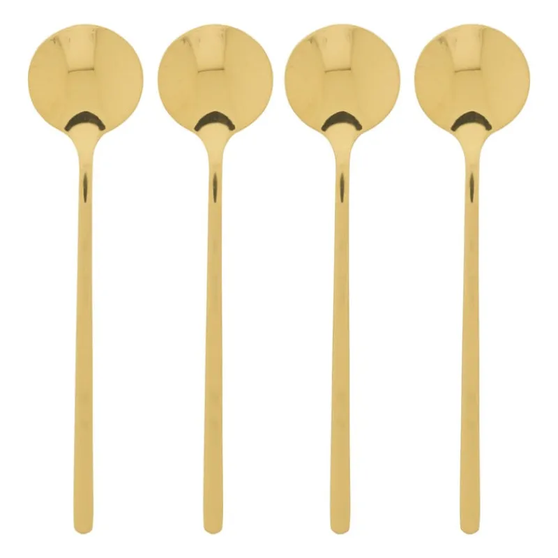 Xenos Thee Accessoires|Lepels-Theelepel goud - set van 4 - 13 cm