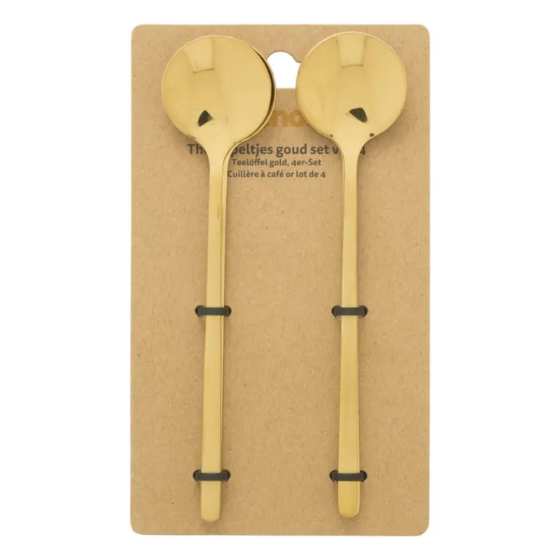 Xenos Thee Accessoires|Lepels-Theelepel goud - set van 4 - 13 cm