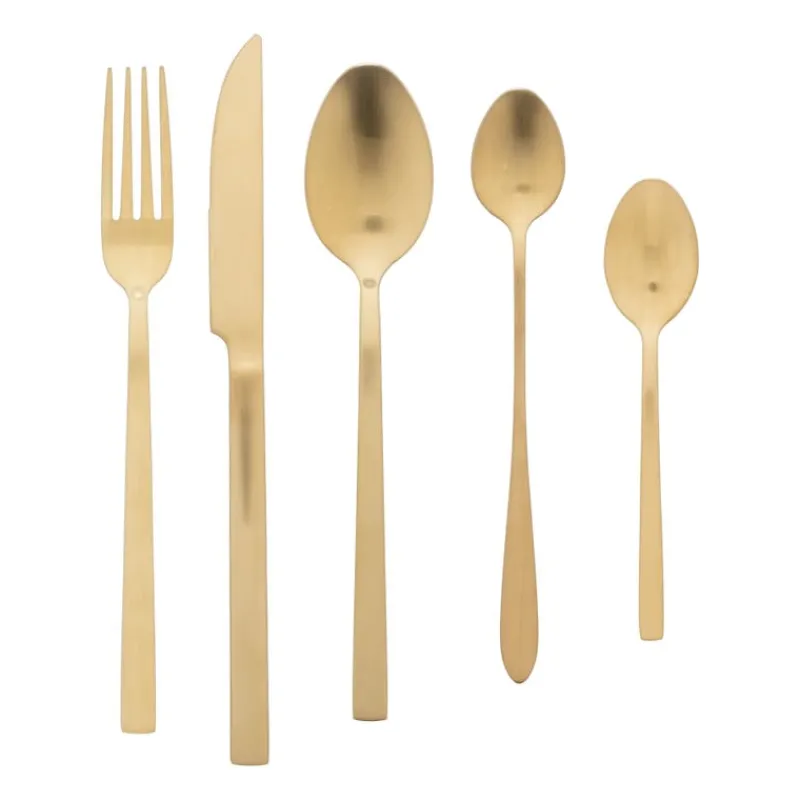 Xenos Lepels-Theelepels lang - goudkleurig - set van 2