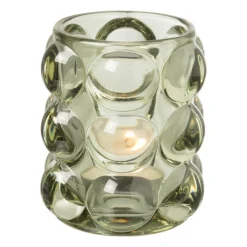 Xenos Waxinelichthouders-Theelichthouder bubbels - groen - ø8.5x9 cm