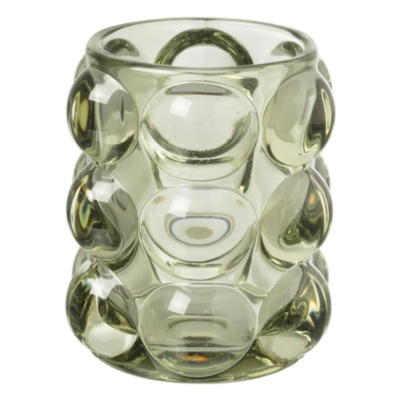 Xenos Waxinelichthouders-Theelichthouder bubbels - groen - ø8.5x9 cm