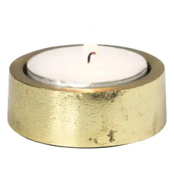 Xenos Waxinelichthouders-Theelichthouder rond - goud - ø5.5x3 cm