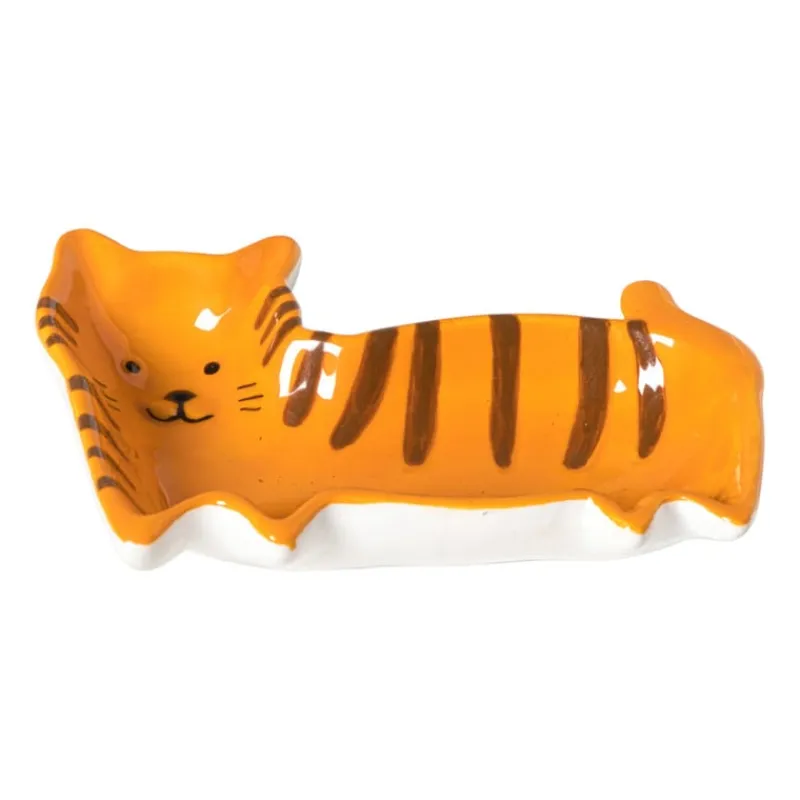 Xenos Thee Accessoires-Theezakjeshouder kat - oranje/bruin - 2.3x8 cm