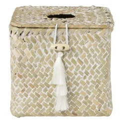 Xenos Opbergboxen|Kerstcadeaus-Tissuebox zeegras - naturel - 13x14x14 cm