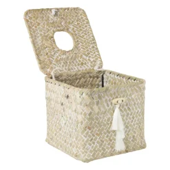 Xenos Opbergboxen|Kerstcadeaus-Tissuebox zeegras - naturel - 13x14x14 cm