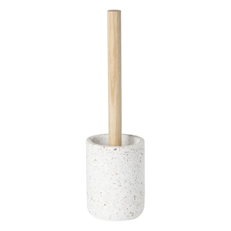 Xenos Toiletborstels-Toiletborstel Terrazzo - wit - ø10x37.5 cm