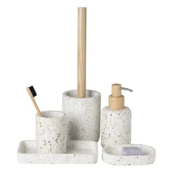 Xenos Toiletborstels-Toiletborstel Terrazzo - wit - ø10x37.5 cm