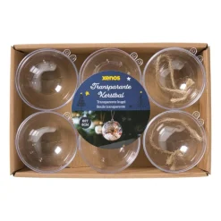 Xenos Kerstballen-Transparante kerstbal - ø8 cm - set van 6