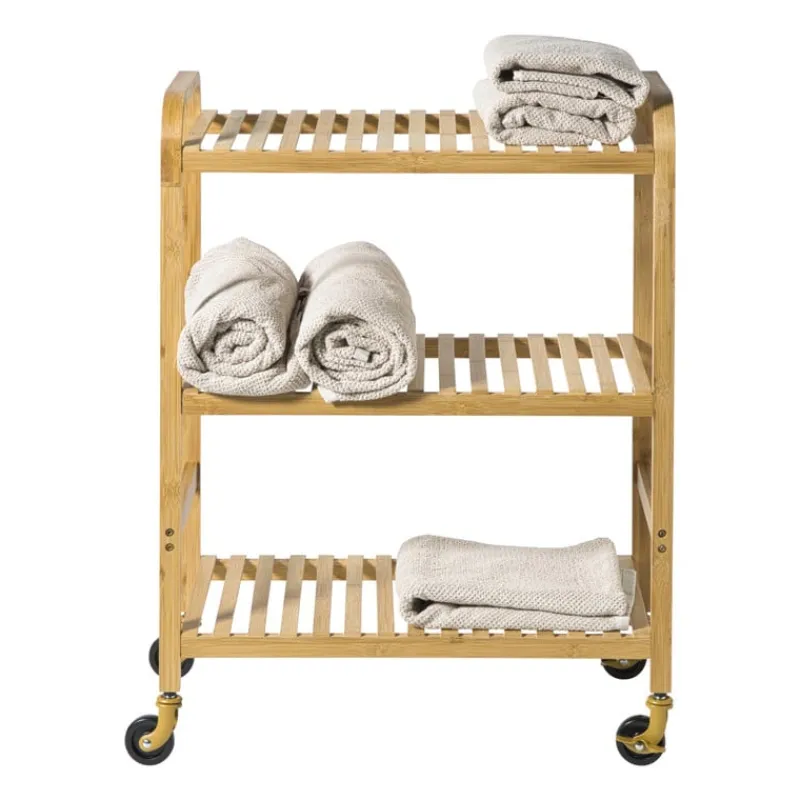 Xenos Keukentrolleys-Trolley bamboe - bruin - 80x60x33.5 cm