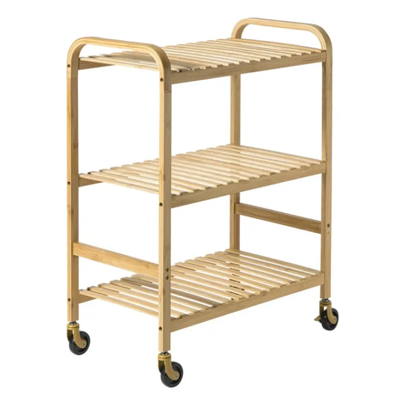 Xenos Keukentrolleys-Trolley bamboe - bruin - 80x60x33.5 cm