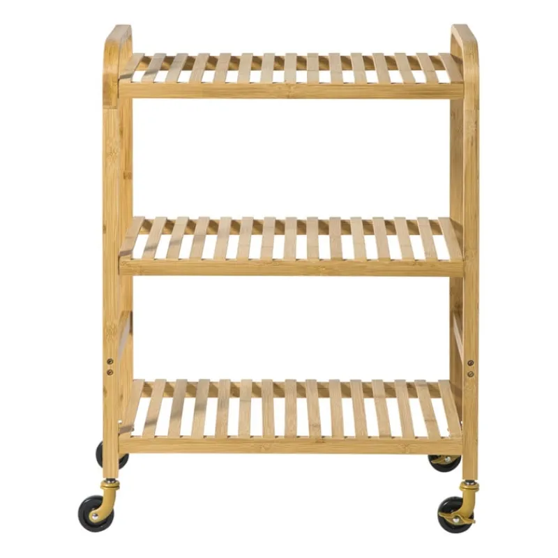 Xenos Keukentrolleys-Trolley bamboe - bruin - 80x60x33.5 cm