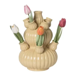 Xenos Vazen|Vazen-Tulpenvaas groot - beige - ø21.5x29.5 cm