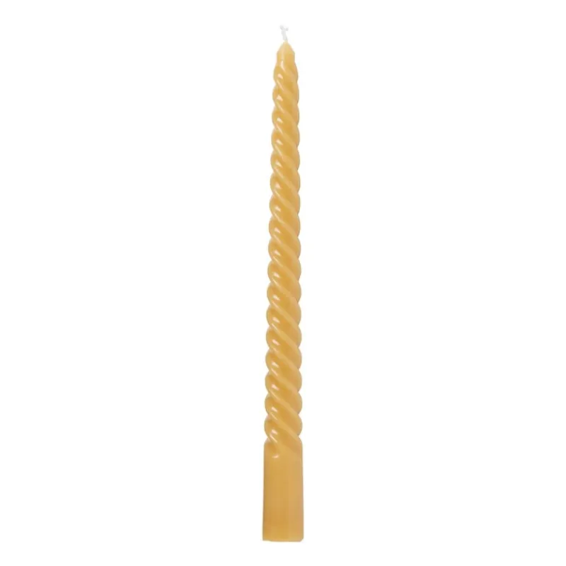 Xenos Dinerkaarsen-Twisted dinerkaars - okergeel - ⌀2x25 cm