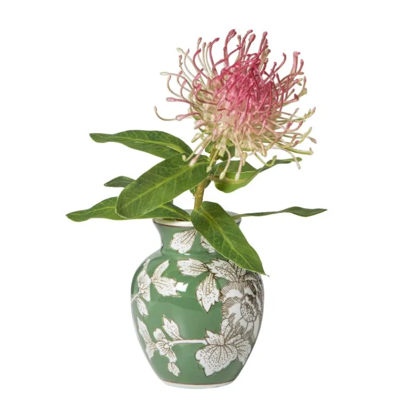 Xenos Vazen|Vazen-Vaas bloemenprint klein - groen - ø9x11.5 cm