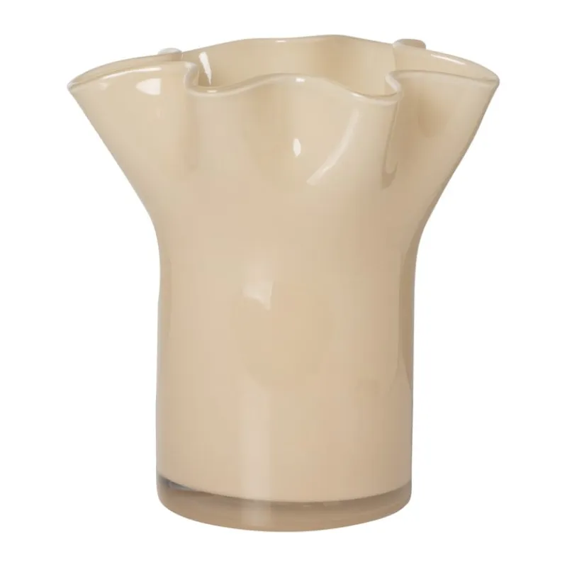 Xenos Vazen|Vazen-Vaas golf - beige - 22.5x20x19 cm