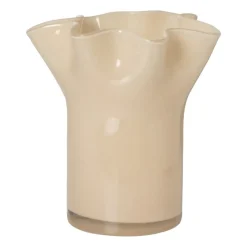 Xenos Vazen|Vazen-Vaas golf - beige - 22.5x20x19 cm