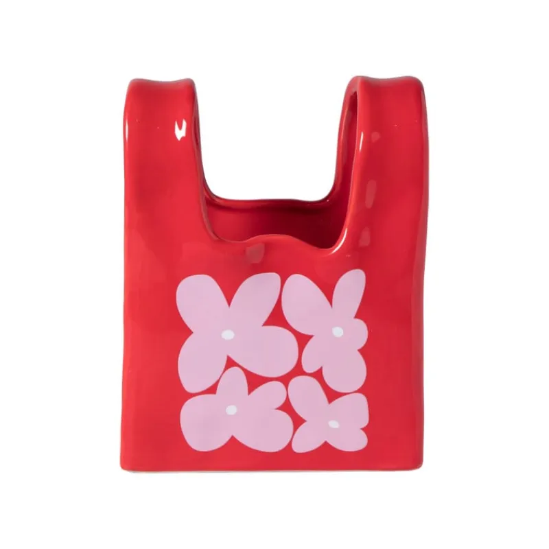 Xenos Vazen|Vazen-Vaas handtas Bianca - rood/roze - 17.5x14x8.5 cm