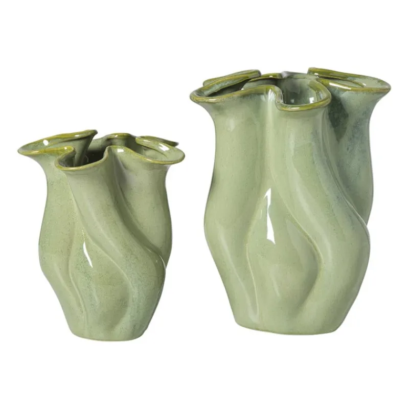 Xenos Vazen|Vazen-Vaas reactive glaze groot - groen - 24.3x19.7x17.3 cm