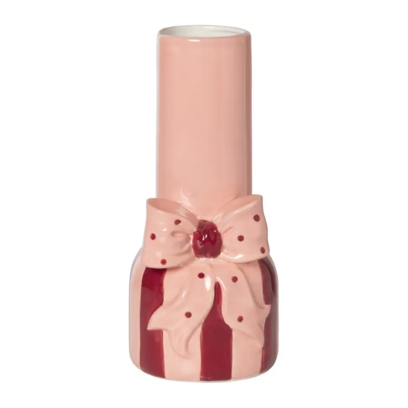Xenos Vazen|Vazen-Vaas strik - roze/rood - 25x11.5x11.4 cm