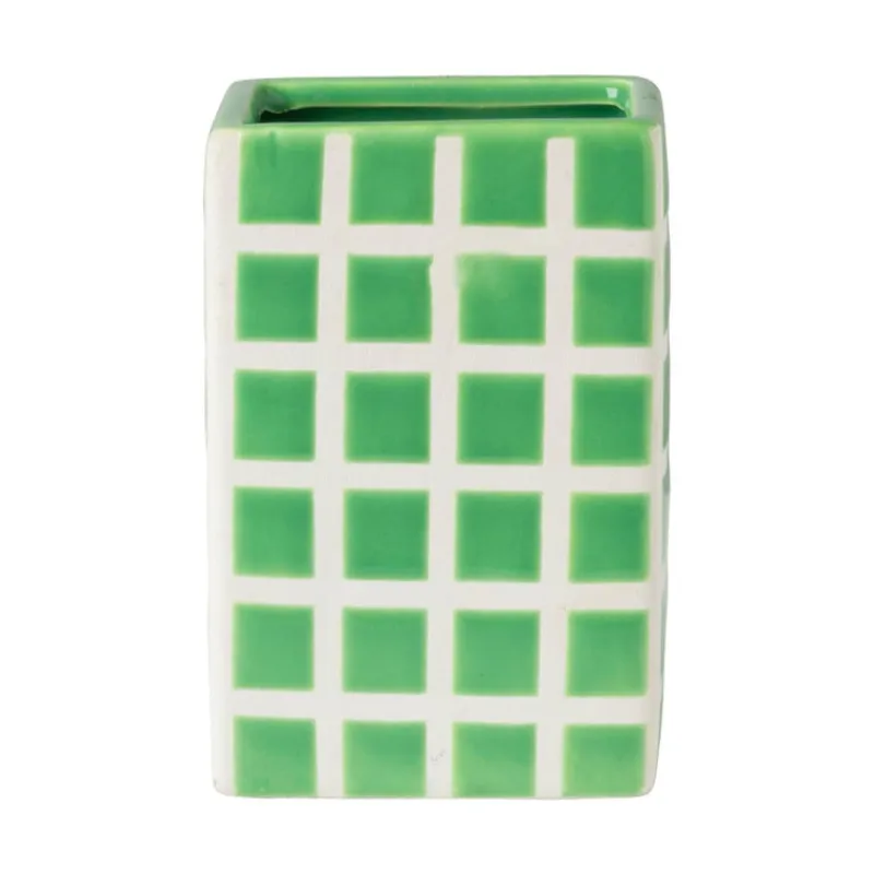 Xenos Vazen|Vazen-Vaas tegel klein - groen - 12x8x8 cm
