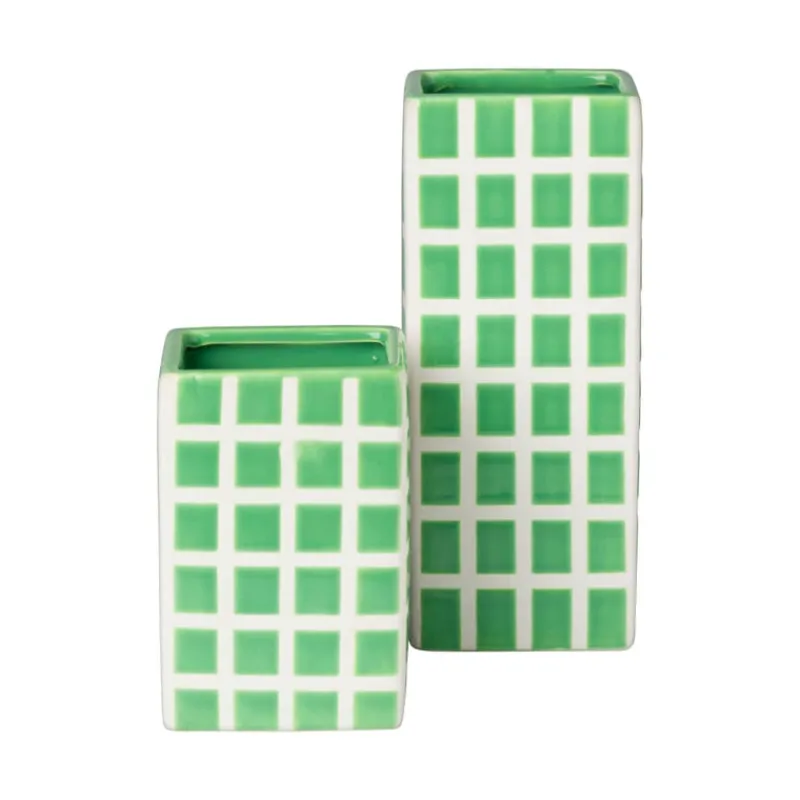 Xenos Vazen|Vazen-Vaas tegel klein - groen - 12x8x8 cm