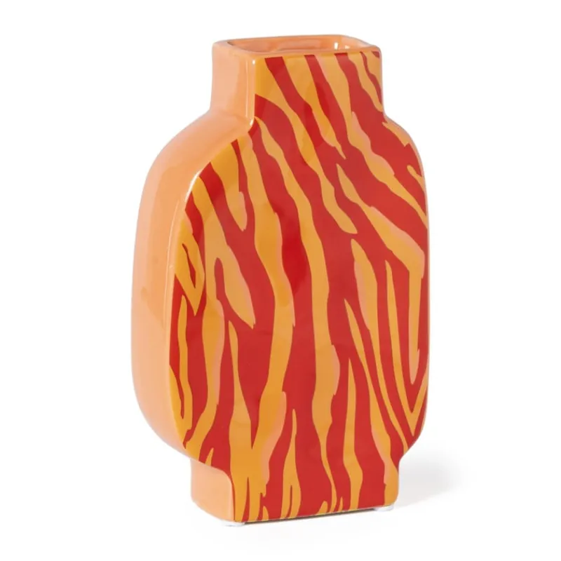 Xenos Vazen|Vazen-Vaas zebra - rood/oranje - 20.8x13x5.2 cm