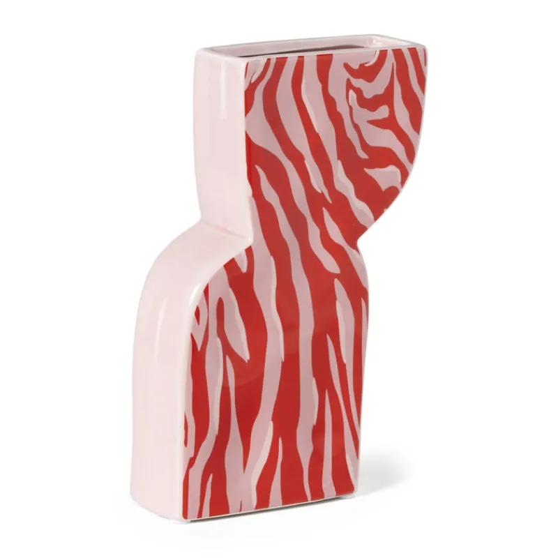 Xenos Vazen|Vazen-Vaas zebra - roze - 22x14.4x5.2 cm