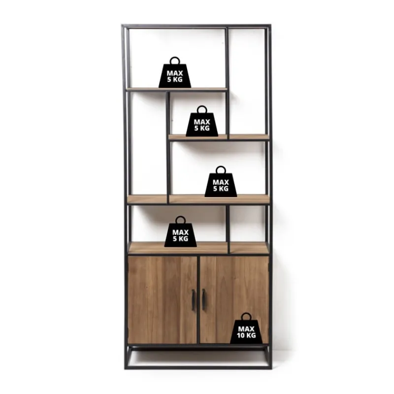 Xenos Kast Met Deuren|Vakkenkasten-Vakkenkast Charlie met deuren - 170x73x33 cm
