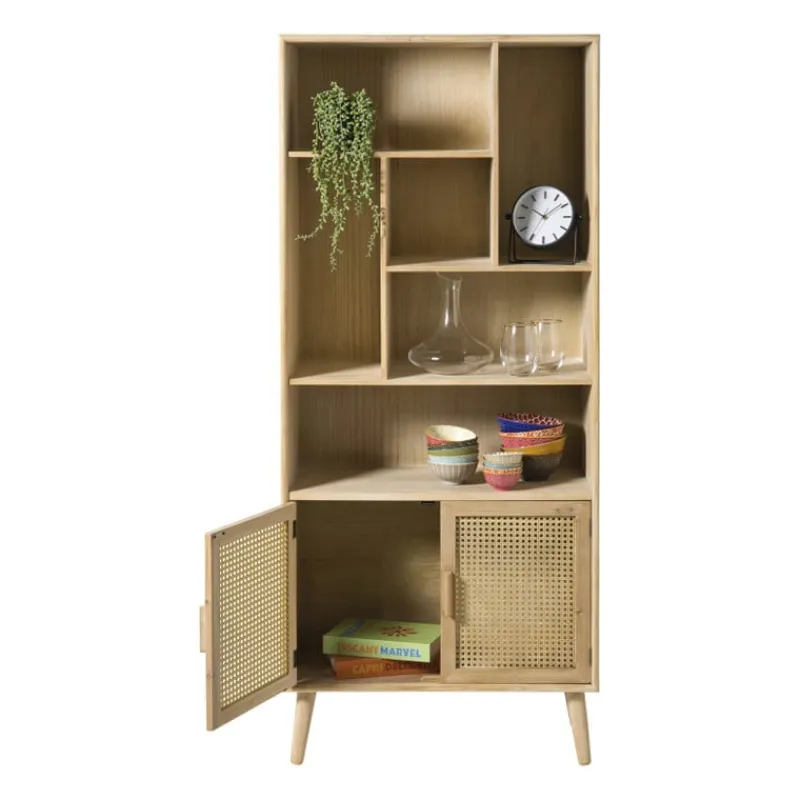 Xenos Boekenkasten|Vakkenkasten-Vakkenkast Java met deuren - bruin - 170x70x33.5 cm
