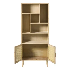 Xenos Boekenkasten|Vakkenkasten-Vakkenkast Java met deuren - bruin - 170x70x33.5 cm