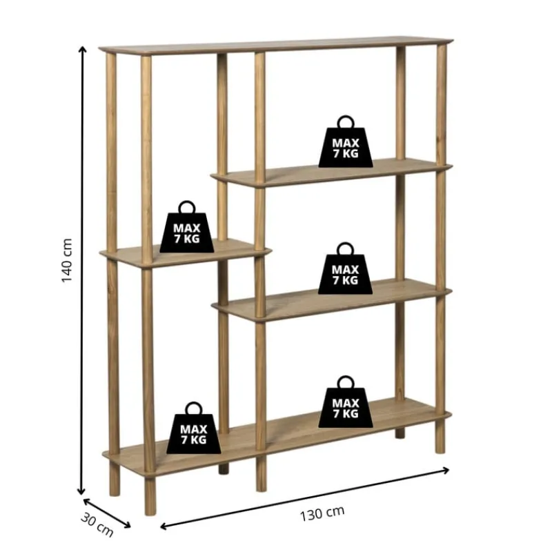Xenos Vakkenkasten-Vakkenkast Scandi hoog - naturel - 140x120x30 cm