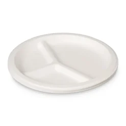 Xenos Wegwerpservies|Buitenservies-Verdeelborden bagasse - ø22.5 cm - set van 8