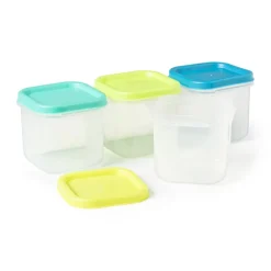 Xenos Bewaardozen-Vershoudbakjes van plastic - 150 ml - set van 4