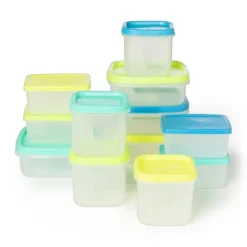 Xenos Bewaardozen-Vershoudbakjes van plastic - 150 ml - set van 4