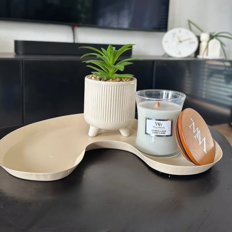 Xenos Kunstplanten-Vetplantje in pot - beige - ø8x15 cm