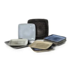 Xenos Borden-Vierkant bord Toscane - donkerblauw - 20x20 cm