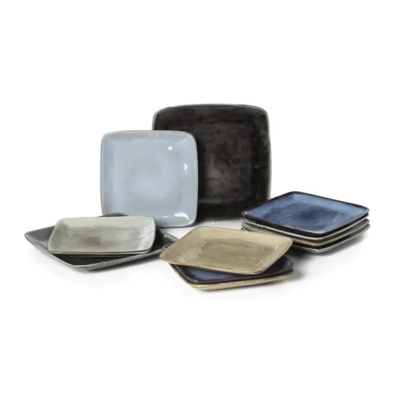 Xenos Borden-Vierkant bord Toscane - zwart - 20x20 cm