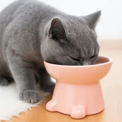 Xenos Huisdieraccessoires-Voerbak voor kat - roze - ø10.3x13 cm