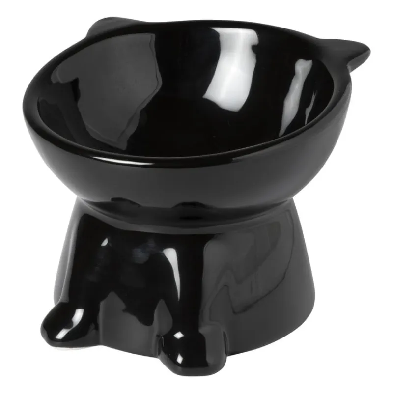 Xenos Huisdieraccessoires-Voerbak voor kat - zwart - ø10.3x13 cm